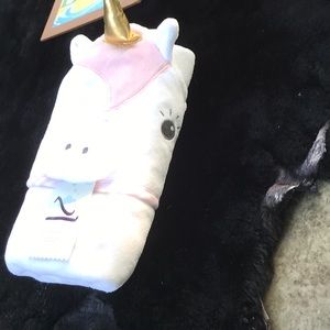 NWT Cloud Island White Unicorn Infant Hooded Towel 30x30 Certified 100 OEKO-TEX